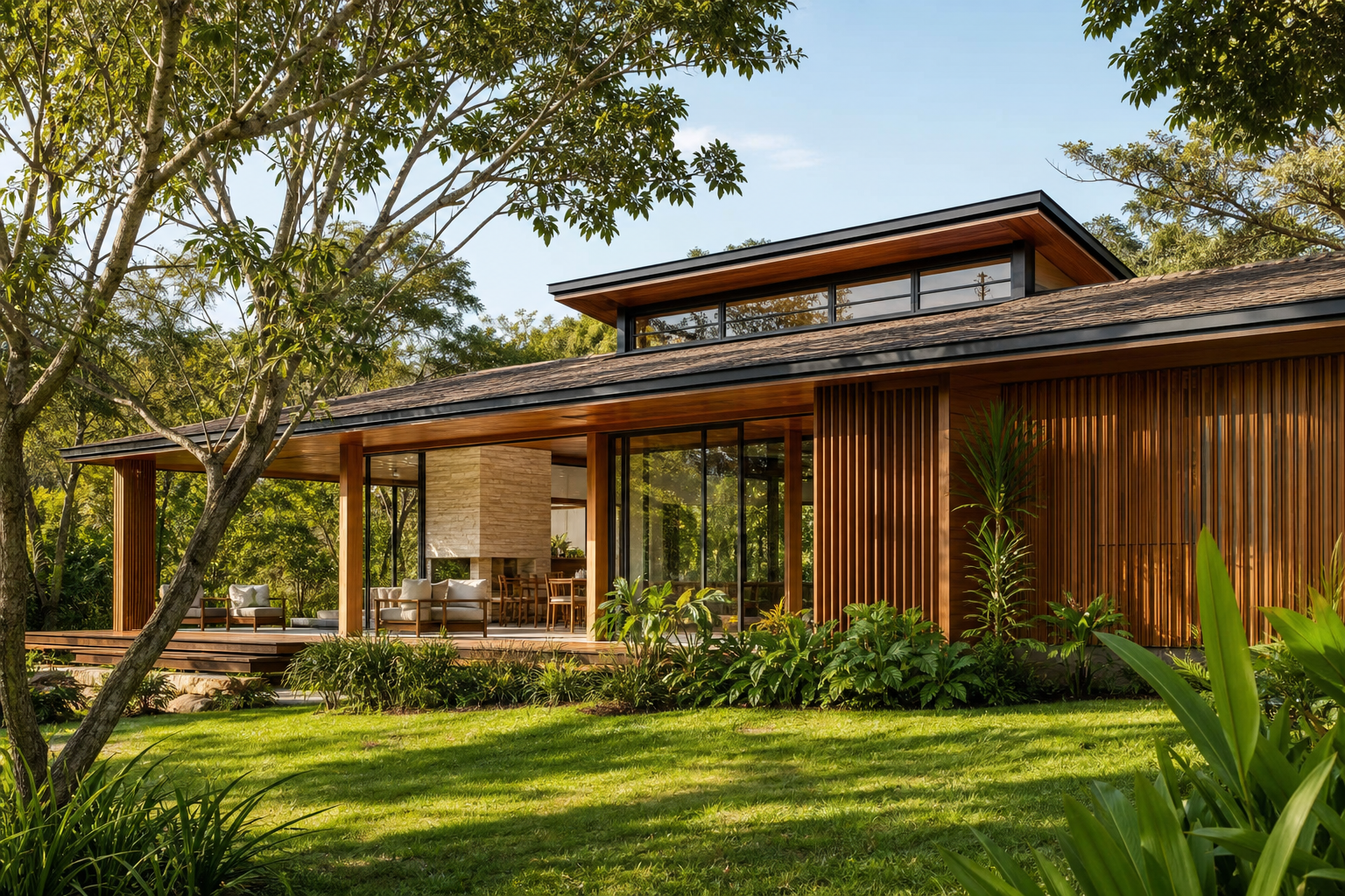 Casa contemporânea integrada ao jardim